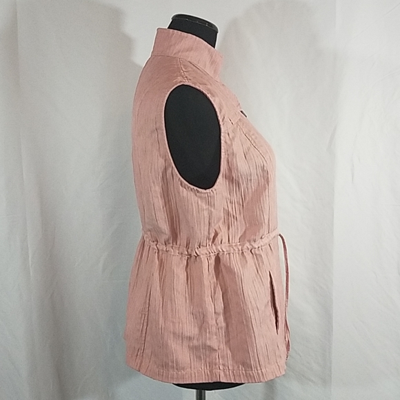 Christopher & Banks Red Wash Button Front Tie Waist Vest - Picture 6 of 8